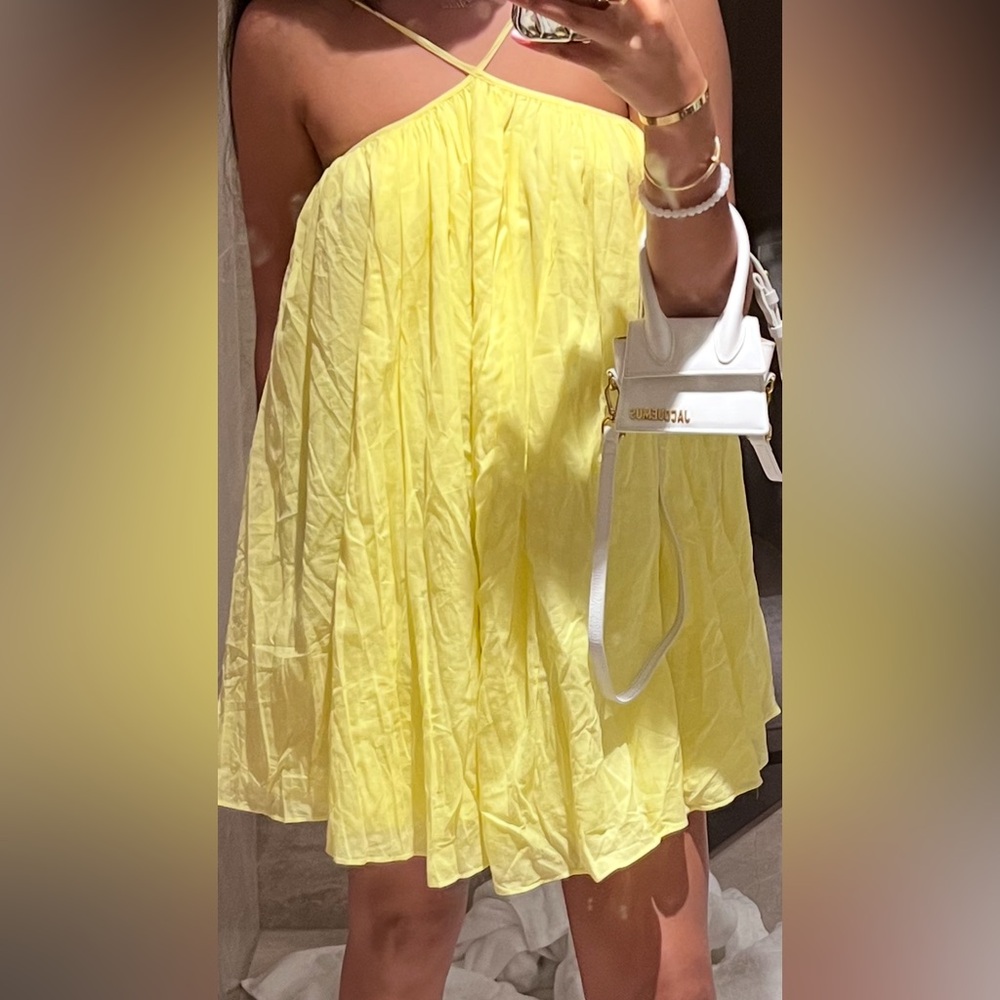 Tula rosa mini yellow linen cute dress NOT IRONED IN PICTURE